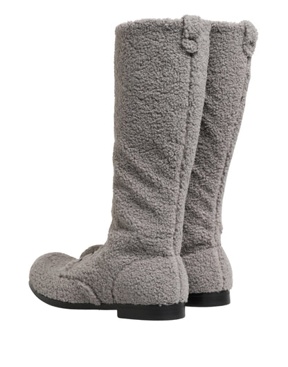 Dolce & Gabbana Men's Leather Lace-Up High Knee-High Over-The-Knee Winter Boots - Gray