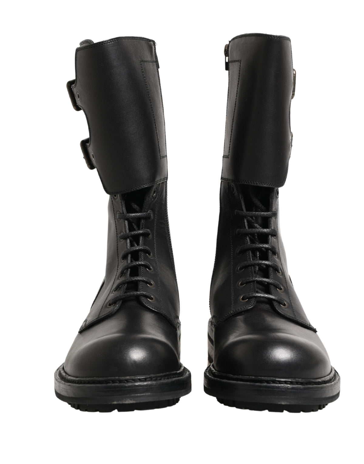 Dolce & Gabbana Men's Leather & Rubber Lace-Up Combat Strap Boots - Black