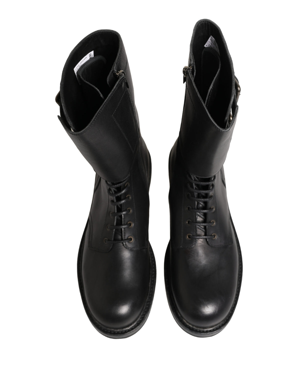 Dolce & Gabbana Men's Leather & Rubber Lace-Up Combat Strap Boots - Black