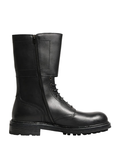 Dolce & Gabbana Men's Leather & Rubber Lace-Up Combat Strap Boots - Black