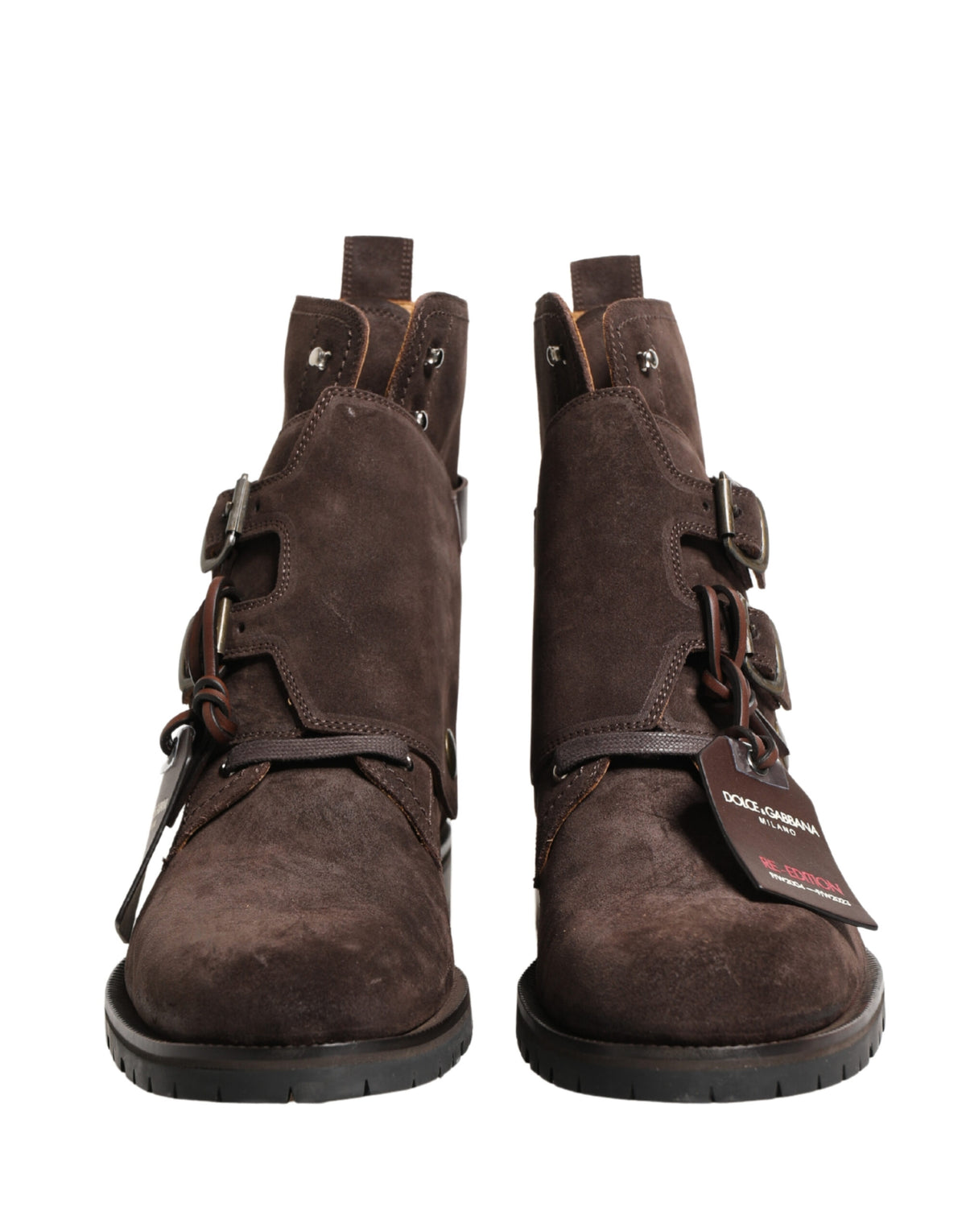 Dolce & Gabbana Men's Suede Leather & Rubber Ankle Strap Boots - Brown