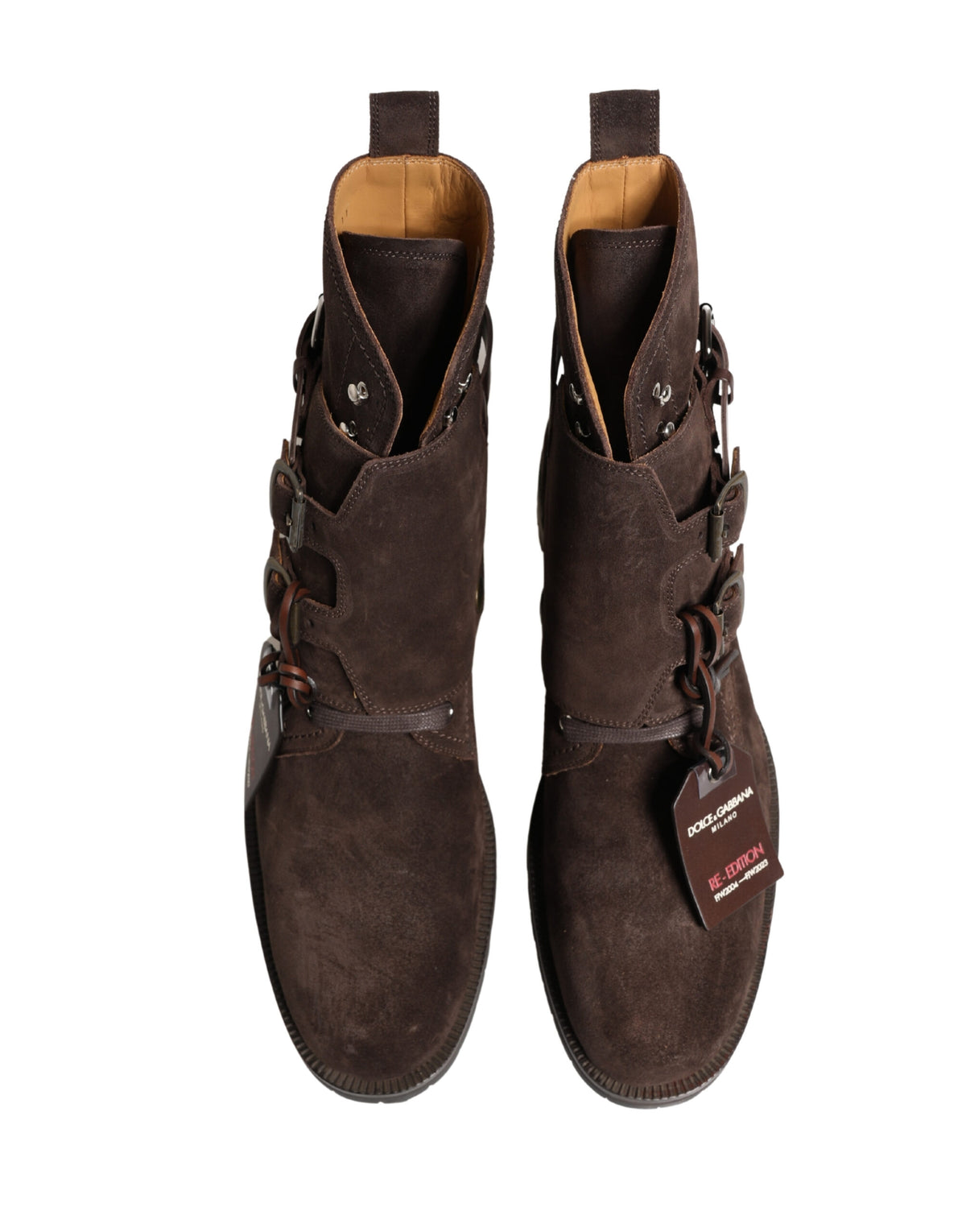 Dolce & Gabbana Men's Suede Leather & Rubber Ankle Strap Boots - Brown