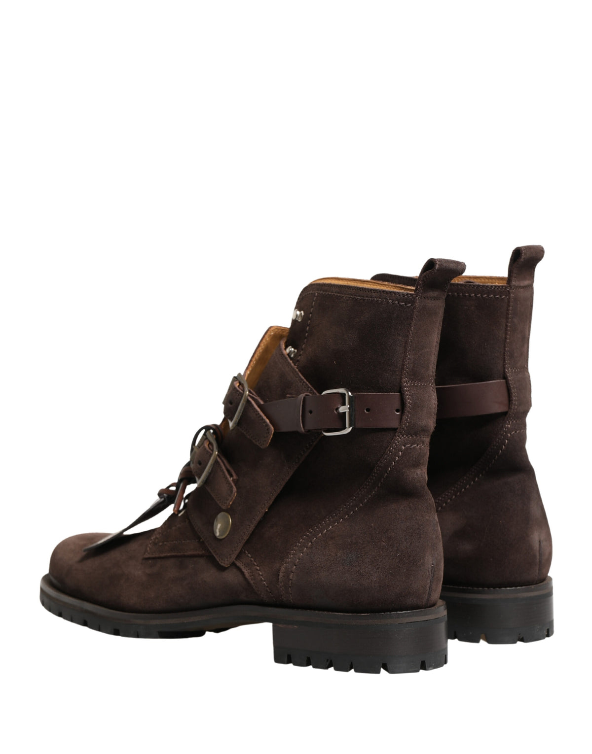Dolce & Gabbana Men's Suede Leather & Rubber Ankle Strap Boots - Brown