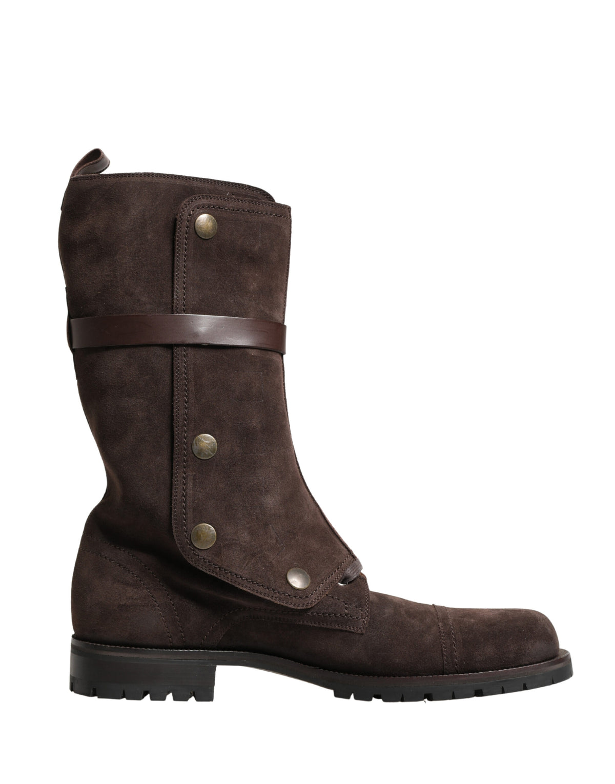 Dolce & Gabbana Men's Suede Leather & Rubber Ankle Combat Strap Boots - Brown