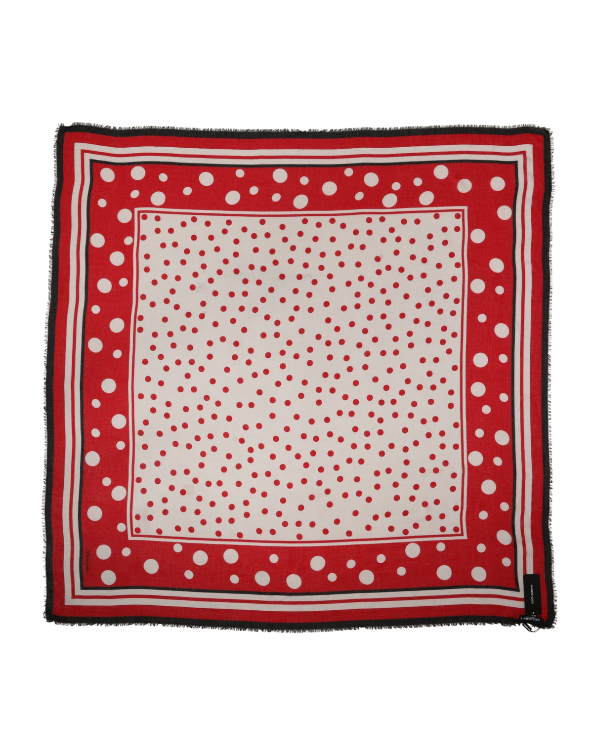 Dolce & Gabbana Cashmere & Modal Square Stole Wrap Scarf - Red White Print
