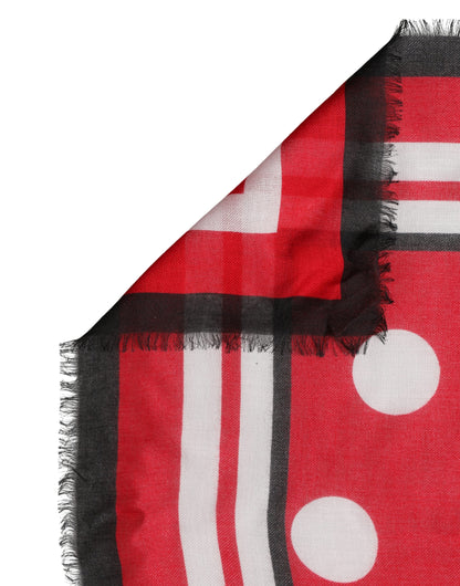 Dolce & Gabbana Cashmere & Modal Square Stole Wrap Scarf - Red White Print