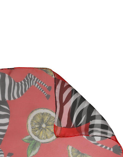 Dolce & Gabbana Silk Rectangular Stole Wrap Scarf - Red Zebra Print