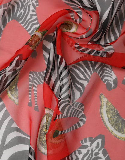 Dolce & Gabbana Silk Rectangular Stole Wrap Scarf - Red Zebra Print