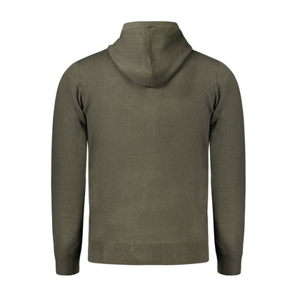 Hooded Cardigan by Norway 1963 for men in viscose polyester & polyamide green & signature features a dramatic silhouette, showcasing a sophisticated and dramatic detail for a timeless, premium look.