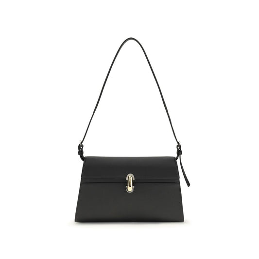 Shoulder Clutch Bag by Savette for women in bos taurus calf leather black features a effortless sophistication silhouette, secured by a turn-lock with ample internal-pockets and versatile shoulder-strap & adjustable-strap for a effortless sophistication finish.