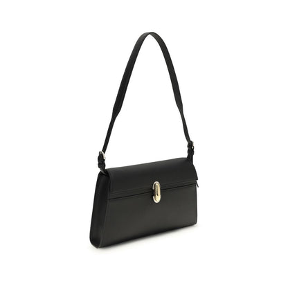 Shoulder Clutch Bag by Savette for women in bos taurus calf leather black features an effortlessly chic silhouette with a secure turn-lock, ample internal-pockets, and versatile shoulder-strap & adjustable-strap for effortlessly chic everyday luxury.