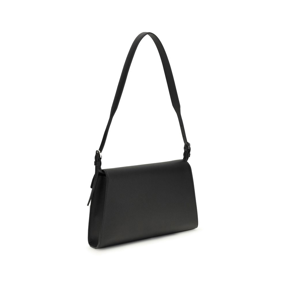 Shoulder Clutch Bag by Savette for women in bos taurus calf leather black showcases a enviable silhouette, artfully detailed with a secure turn-lock, organized internal-pockets, and versatile shoulder-strap & adjustable-strap for a enviable look.