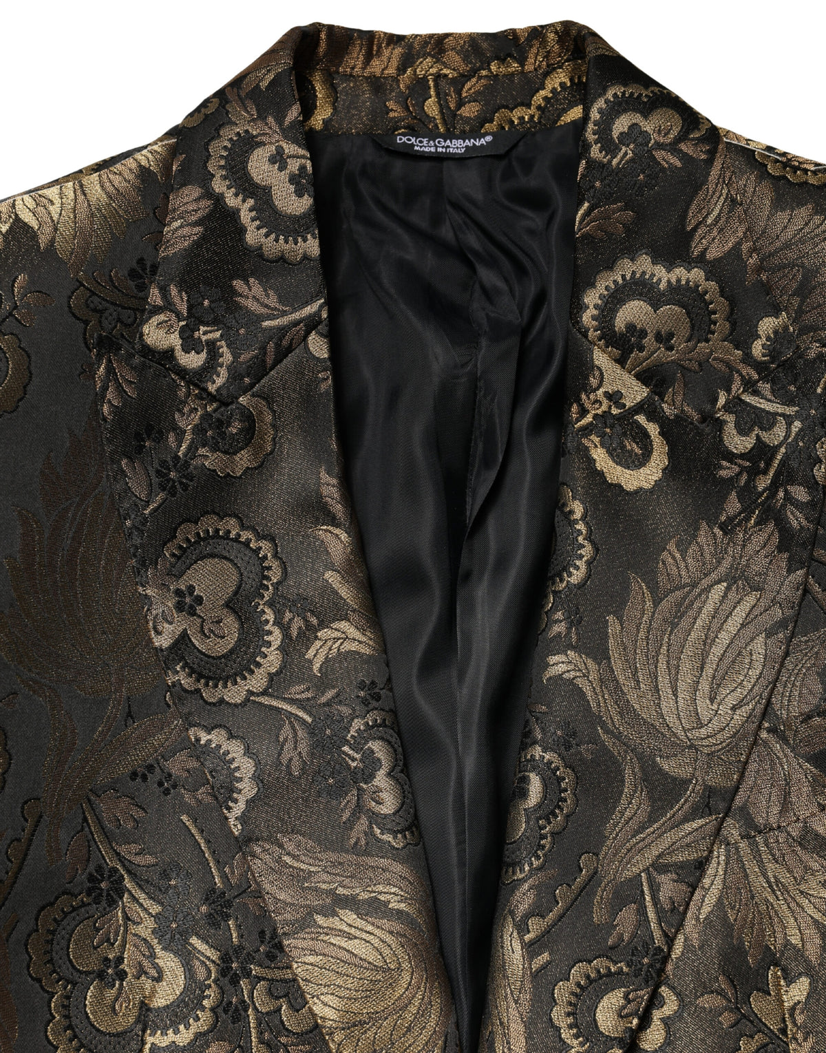 Dolce & Gabbana Men's Single Breasted Polyester Film Fiber Viscose & Acetate Blazer - Gold Jacquard