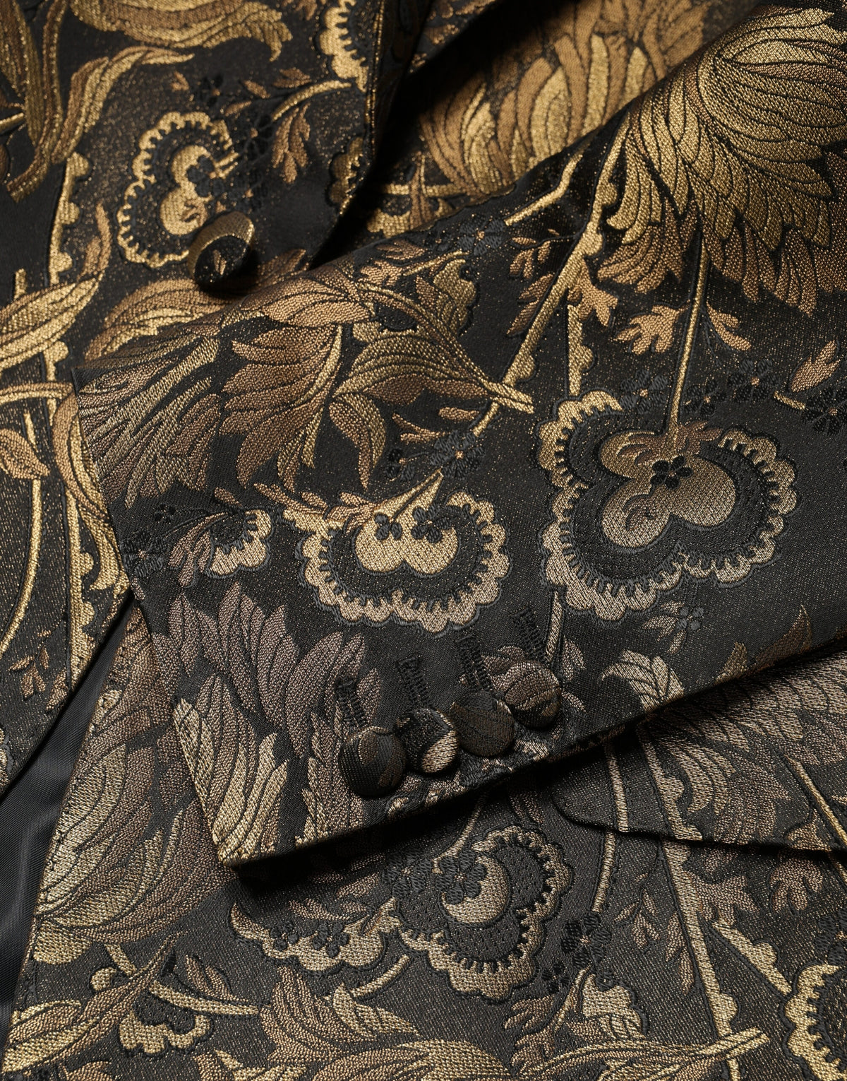 Dolce & Gabbana Men's Single Breasted Polyester Film Fiber Viscose & Acetate Blazer - Gold Jacquard