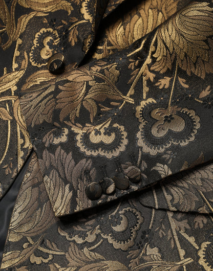 Dolce & Gabbana Men's Single Breasted Polyester Film Fiber Viscose & Acetate Blazer - Gold Jacquard