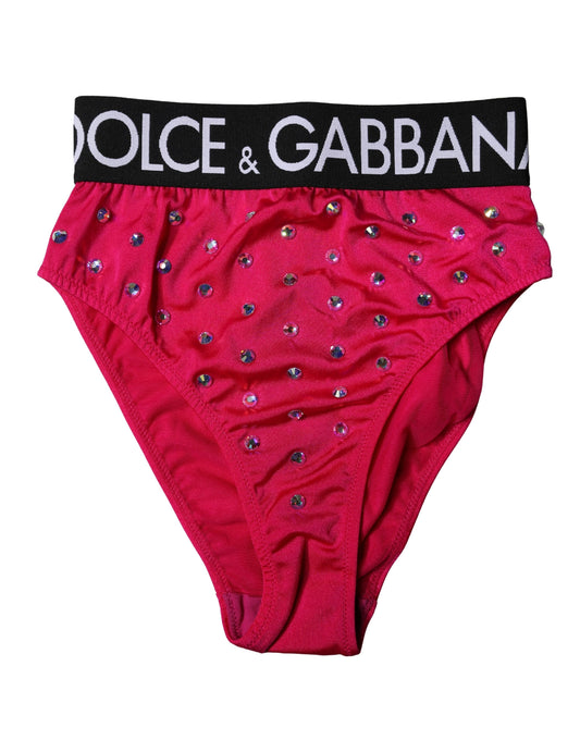 Dolce & Gabbana Women's High Rise Stretch Nylon Underpants Briefs - Black Pink
