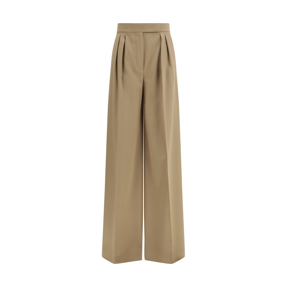 Casual Pants by Max Mara for women in virgin wool beige features an refined tailoring silhouette, showcasing a premium straight-leg & regular-fit with a and long cut for a refined tailoring look.