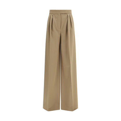 Casual Pants by Max Mara for women in virgin wool beige features an refined tailoring silhouette, showcasing a premium straight-leg & regular-fit with a and long cut for a refined tailoring look.