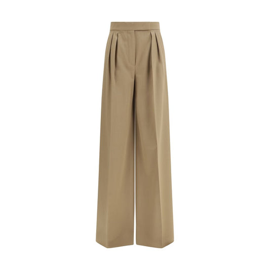 Casual Pants by Max Mara for women in virgin wool beige features an refined tailoring silhouette, showcasing a premium straight-leg & regular-fit with a and long cut for a refined tailoring look.