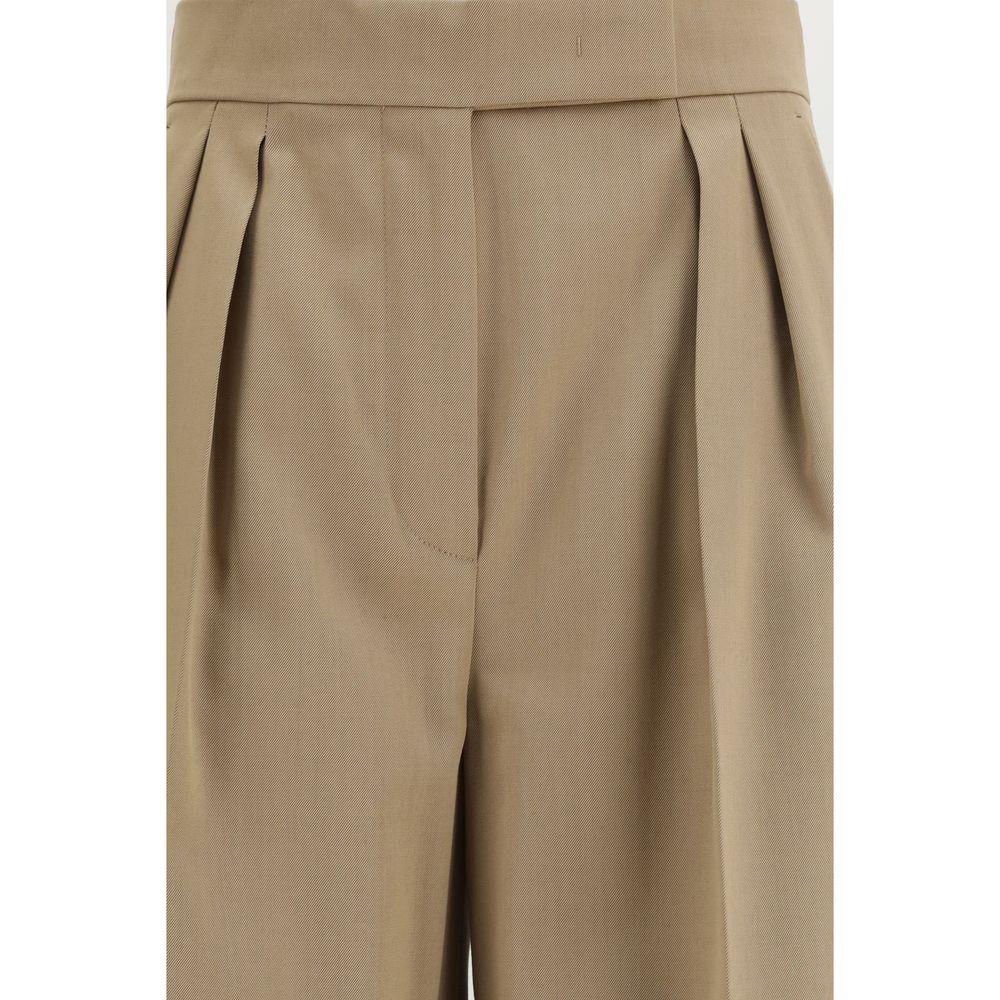 Casual Pants by Max Mara for women in virgin wool beige features a polished silhouette with a polished straight-leg & regular-fit, reaching a polished long and finished with a polished .