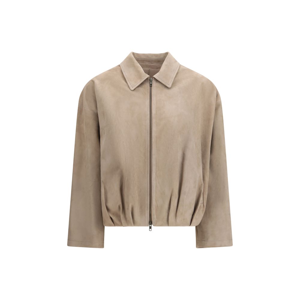 Overcoat by Salvatore Santoro for women in suede leather beige features an satoral silhouette, showcasing a sophisticated and satoral for a premium, timeless look.