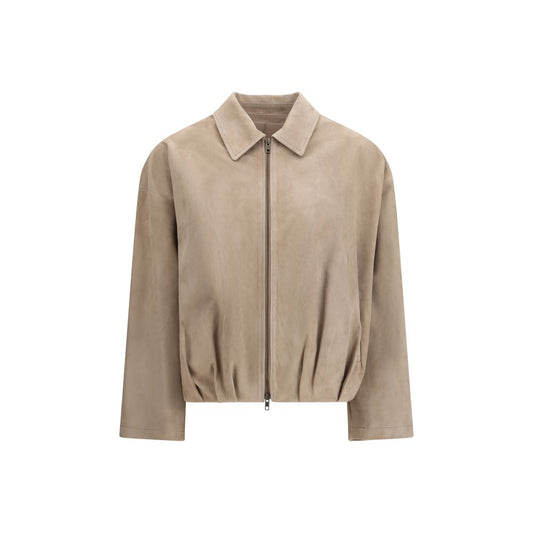 Overcoat by Salvatore Santoro for women in suede leather beige features an satoral silhouette, showcasing a sophisticated and satoral for a premium, timeless look.