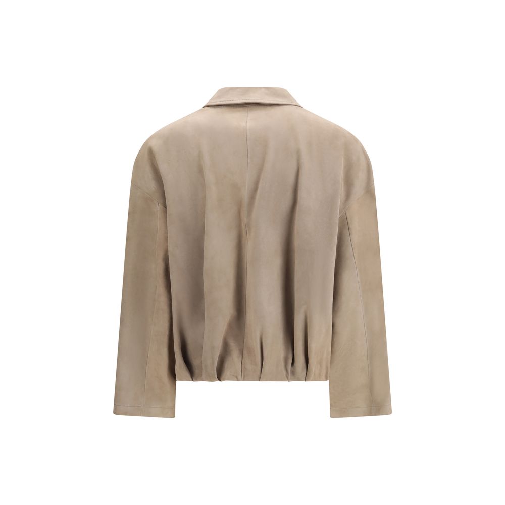 Overcoat by Salvatore Santoro for women in suede leather beige presents a luxurious silhouette, showcasing a luxurious and sophisticated for a premium, luxurious look.