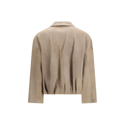 Overcoat by Salvatore Santoro for women in suede leather beige presents a luxurious silhouette, showcasing a luxurious and sophisticated for a premium, luxurious look.