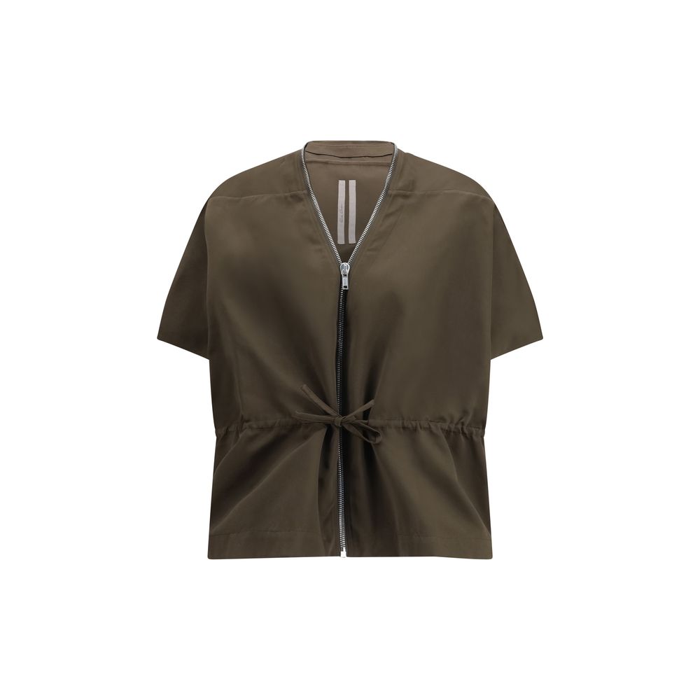 Vest by Rick Owens for women in polyester satin brown features a chic silhouette, expertly detailed with a refined and premium for a truly chic look.