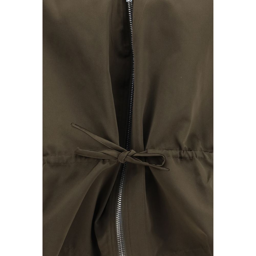 Vest by Rick Owens for women in polyester satin brown showcases a dynamic silhouette, perfectly balancing with a dynamic for a sophisticated, high-fashion look.