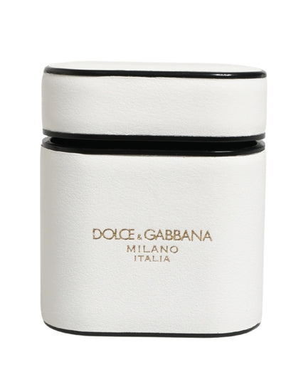 Dolce & Gabbana Calf Leather Earbuds Carrying Case - White Print