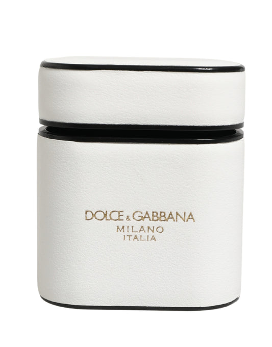Dolce & Gabbana Calf Leather Earbuds Carrying Case - White Print