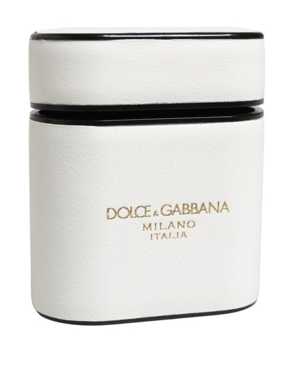 Dolce & Gabbana Calf Leather Earbuds Carrying Case - White Print
