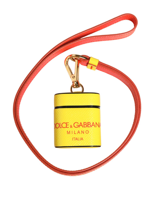 Dolce & Gabbana Polyurethane & Calf Leather Earbuds Carrying Case - Yellow
