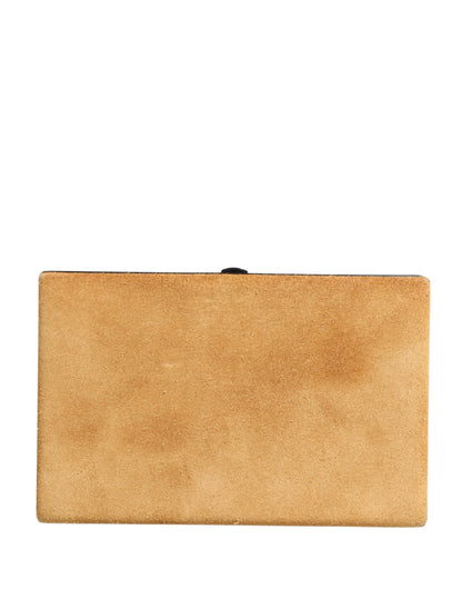 Evening Clutch Handbag by Dolce & Gabbana for women in calf leather & aluminium beige, black & red features an sculptural silhouette, showcasing a secure and sculptural with versatile for a sophisticated look.