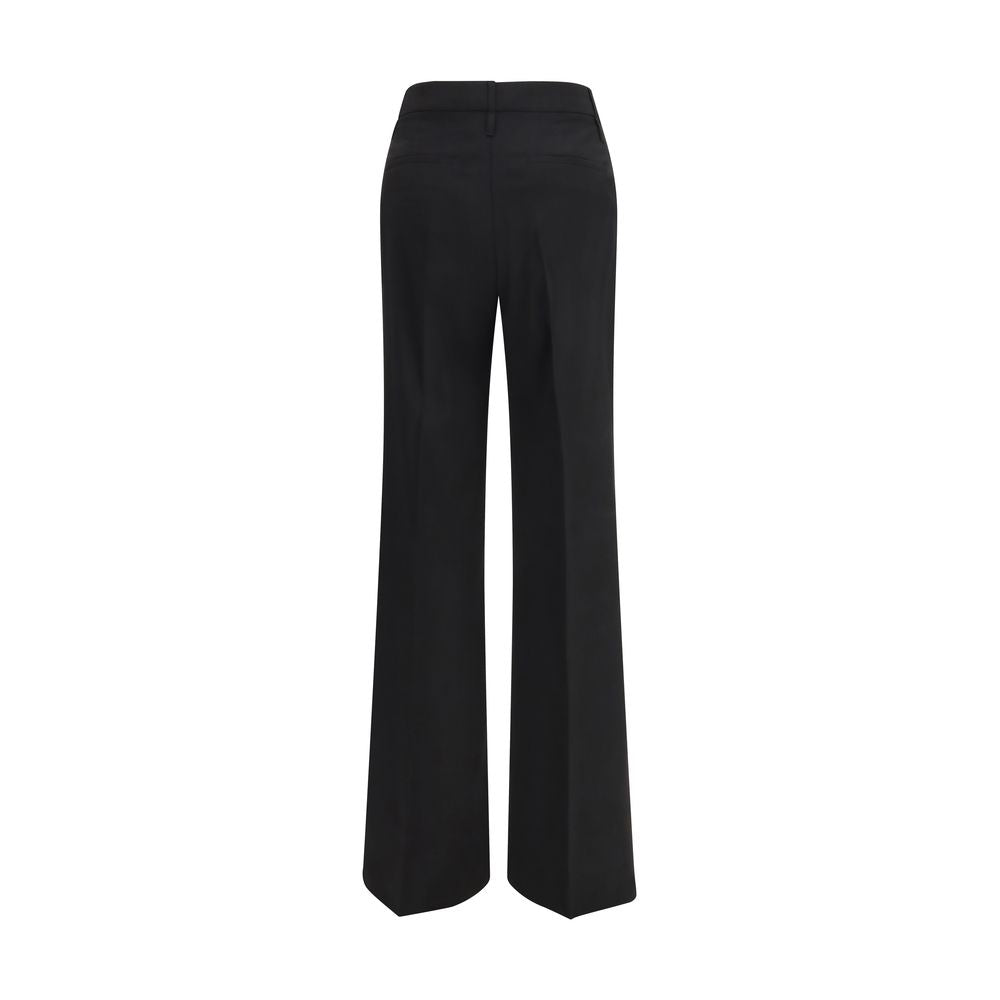 Trousers by Max Mara for women in wool & canvas black & natural features an sartorial silhouette, showcasing a precise flared & regular-fit and long with a sartorial for a refined look.