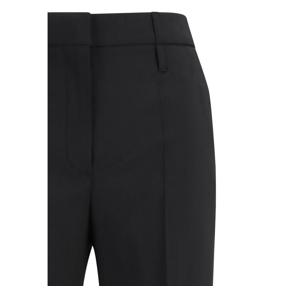 Trousers by Max Mara for women in wool & canvas black & natural features an on trend silhouette, showcasing a sophisticated flared & regular-fit with a long and for an on trend finish.