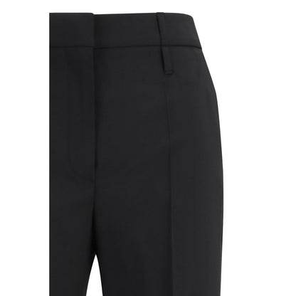 Trousers by Max Mara for women in wool & canvas black & natural features an on trend silhouette, showcasing a sophisticated flared & regular-fit with a long and for an on trend finish.