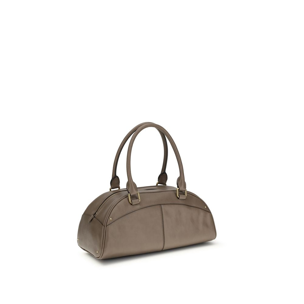 Large Bowling Handbag by Chloé for women in bos taurus calfskin leather gray features a contemporary silhouette, showcasing a secure zipper, ample , and contemporary handle for a sophisticated look.