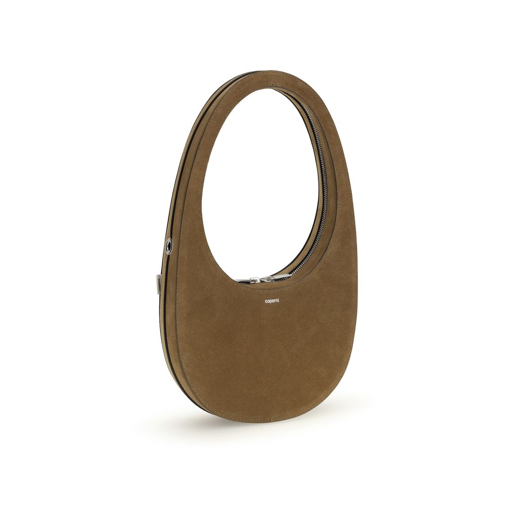 Shoulder Bag by Coperni for women in bos taurus calf suede leather brown features an effortlessly chic silhouette with a secure , ample internal-pockets, and versatile shoulder-strap, adjustable-strap & detachable-strap for effortlessly chic everyday luxury.