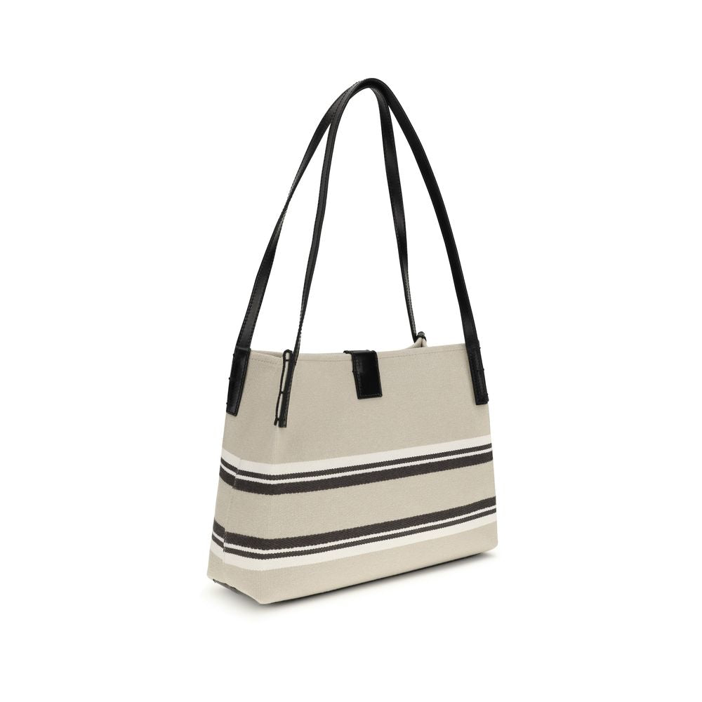 Shoulder Bag by Balmain for women in cotton polyester canvas beige, jacquard & signature features a effortless sophistication silhouette, secured by a magnetic with ample and versatile shoulder-strap & handle for a effortless sophistication finish.