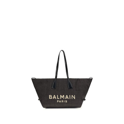 Shoulder Bag by Balmain for women in raffia & embossed bos taurus calf leather black showcases a enviable silhouette, artfully detailed with a secure magnetic & button, organized cardholder, and versatile shoulder-strap & handle for a enviable look.