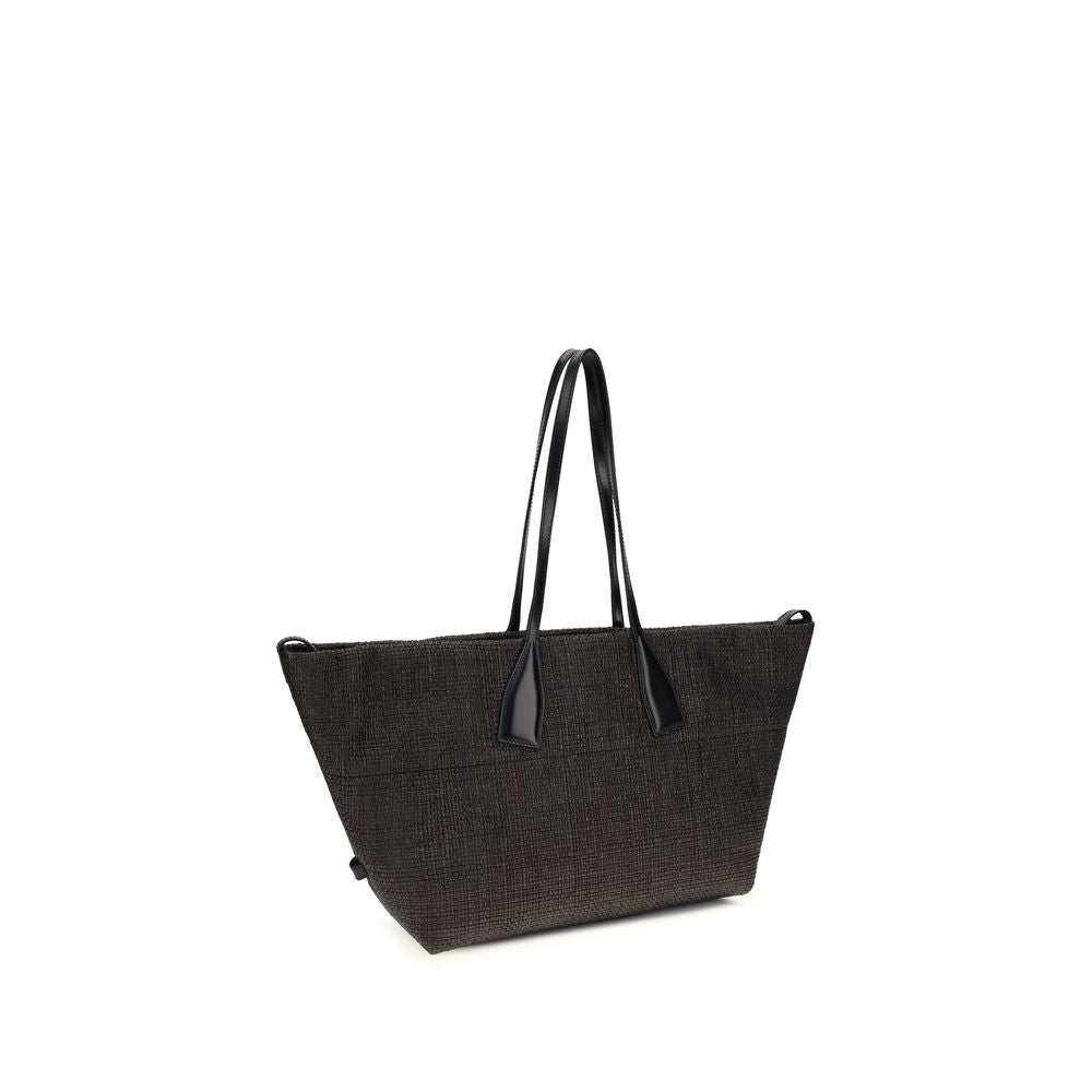 Shoulder Bag by Balmain for women in raffia & embossed bos taurus calf leather black features a effortless sophistication silhouette, secured by a magnetic & button with ample cardholder and versatile shoulder-strap & handle for a effortless sophistication finish.