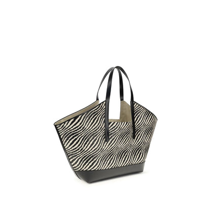 Tote Shoulder Bag by Marni for women in raffia polyamide polyester leather & cotton black, patterned & signature features a distinguished silhouette, showcasing a secure and distinguished with versatile handle for a distinguished finish.