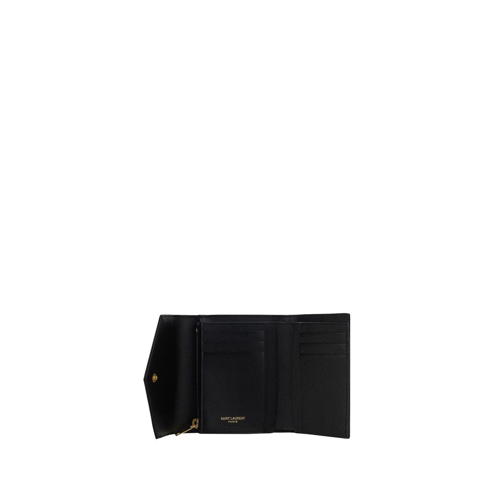 Cardholder Wallet by Saint Laurent for women in bos taurus calf leather black showcases a enchanting silhouette, artfully detailed with the signature style of the Cassandre Bos Taurus Calf Leather Cardholder Wallet and functional card-organization compact-design coin-purse.