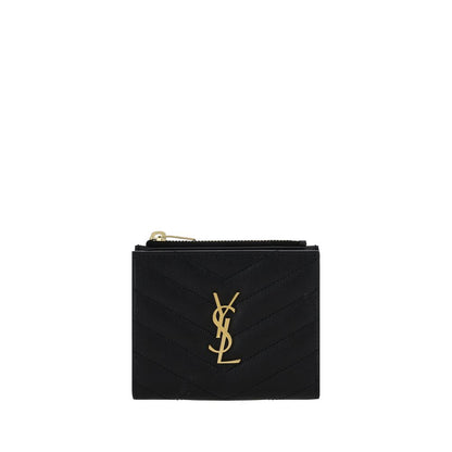 Cardholder Wallet by Saint Laurent for men in bos taurus calfskin leather black, silver, signature & monogram presents a architectural silhouette from the Cassandre Bos Taurus Calfskin Leather Cardholder Wallet collection, showcasing architectural card-organization bifold for a architectural finish.