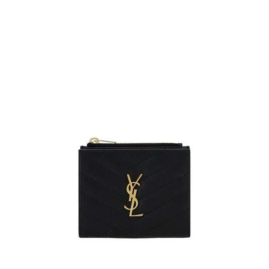 Cardholder Wallet by Saint Laurent for men in bos taurus calfskin leather black, silver, signature & monogram presents a architectural silhouette from the Cassandre Bos Taurus Calfskin Leather Cardholder Wallet collection, showcasing architectural card-organization bifold for a architectural finish.