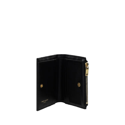 Cardholder Wallet by Saint Laurent for men in bos taurus calfskin leather black, silver, signature & monogram presents a refined silhouette, artfully capturing the essence of the Cassandre Bos Taurus Calfskin Leather Cardholder Wallet design with sophisticated card-organization bifold for a refined look.