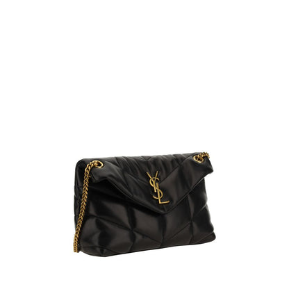 2-in-1 Shoulder & Crossbody Quilted Bag by Saint Laurent for women in lambskin leather black, gold & signature features a effortless chic silhouette with a secure magnetic & button, ample single-compartment, and versatile crossbody-strap & shoulder-strap for a effortless chic finish.