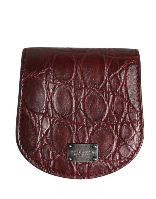 Wallet by Dolce & Gabbana for men in exotic leather & viscose burgundy presents a streamlined silhouette, showcasing the sophisticated design of the Exotic Leather Viscose Wallet collection with functional compact-design bifold.